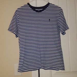 Navy Blue & White Striped Polo